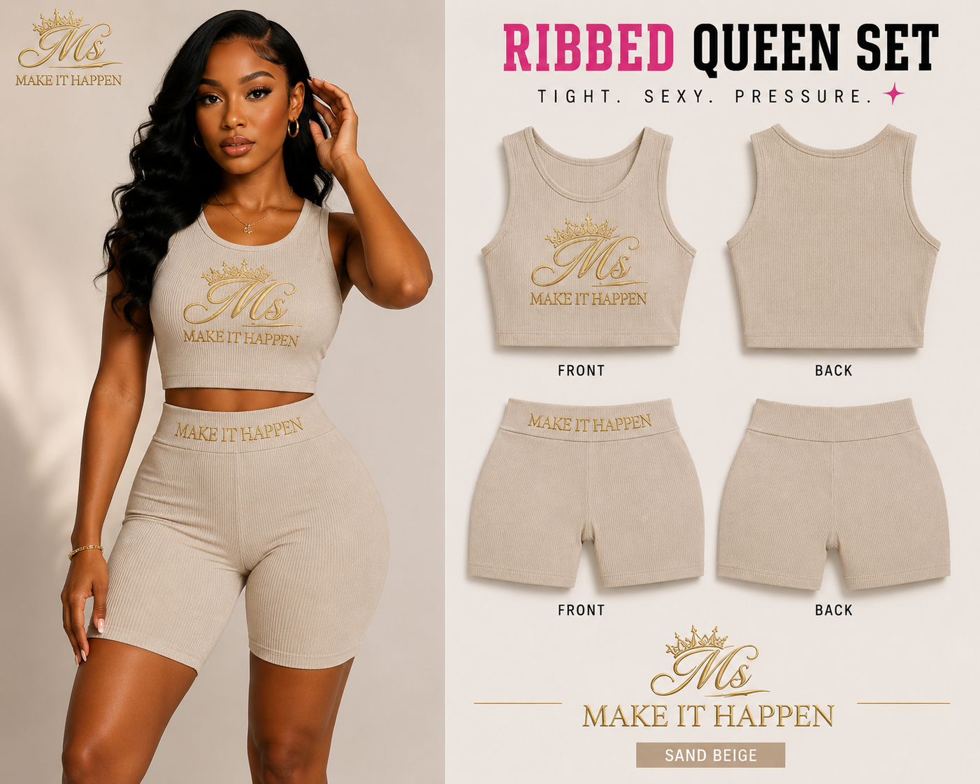 Ms. Make It Happen™ Ribbed Queen Set