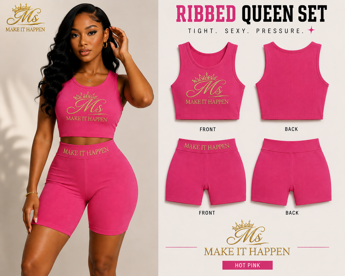 Ms. Make It Happen™ Ribbed Queen Set