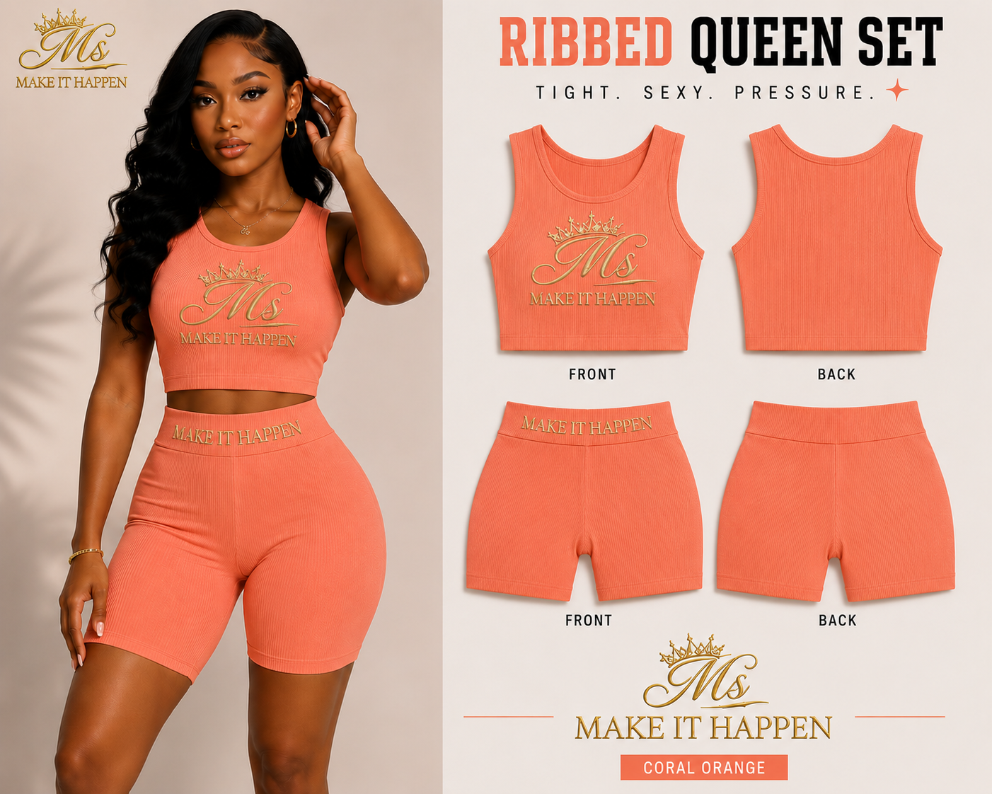Ms. Make It Happen™ Ribbed Queen Set