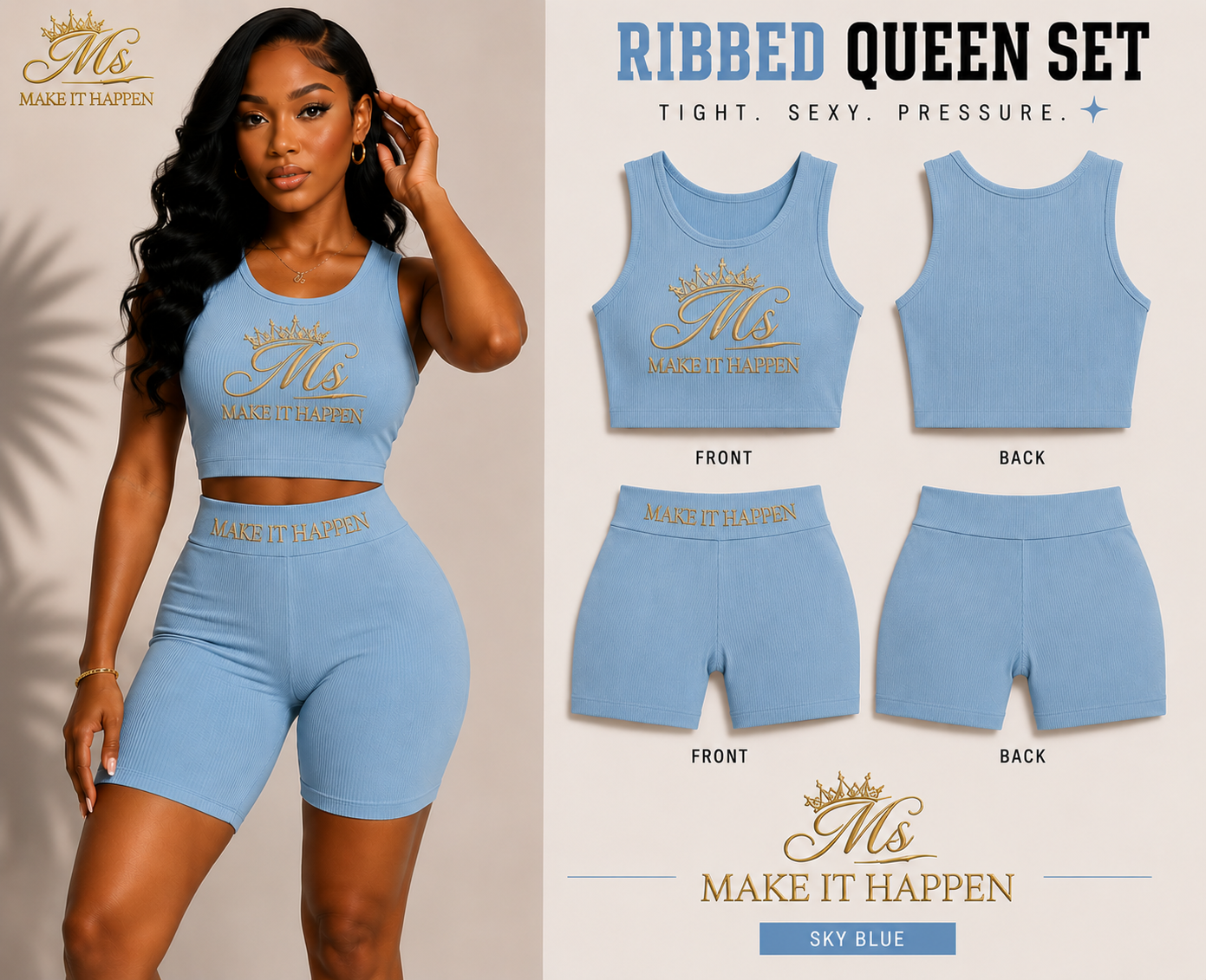 Ms. Make It Happen™ Ribbed Queen Set