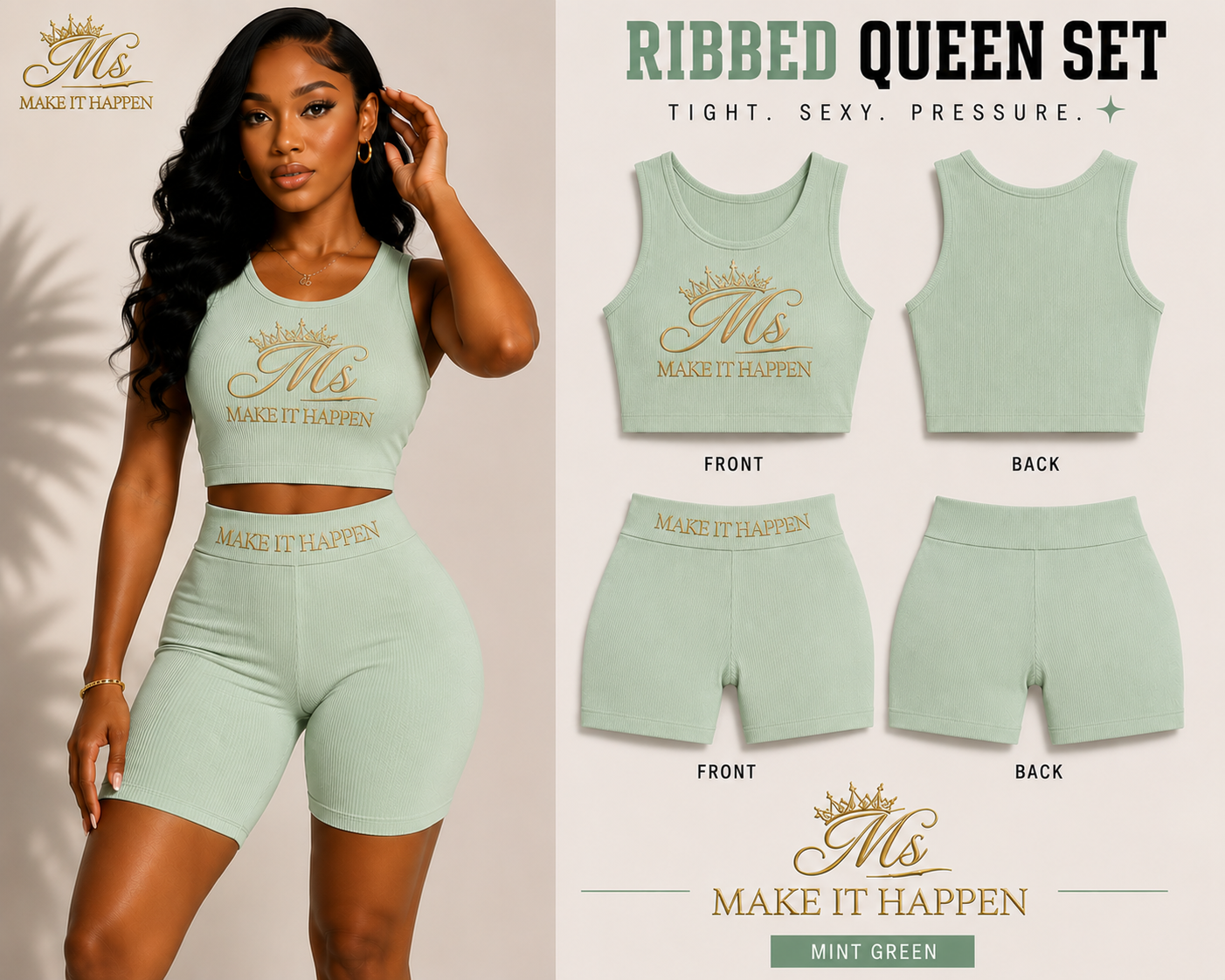 Ms. Make It Happen™ Ribbed Queen Set