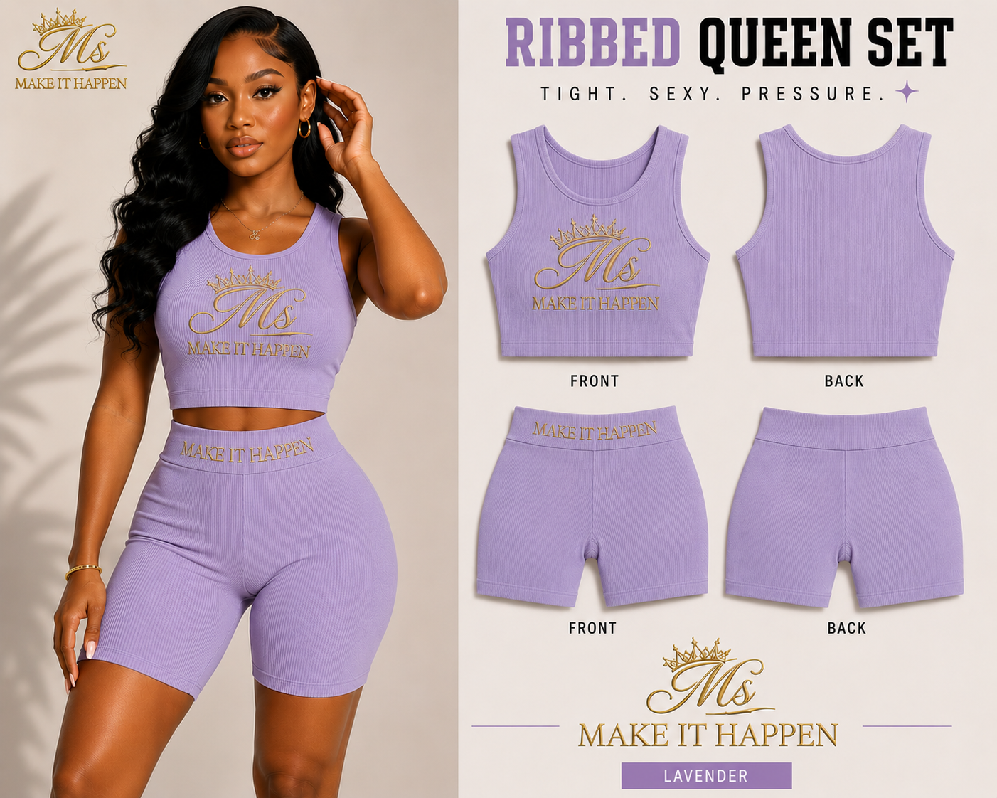Ms. Make It Happen™ Ribbed Queen Set