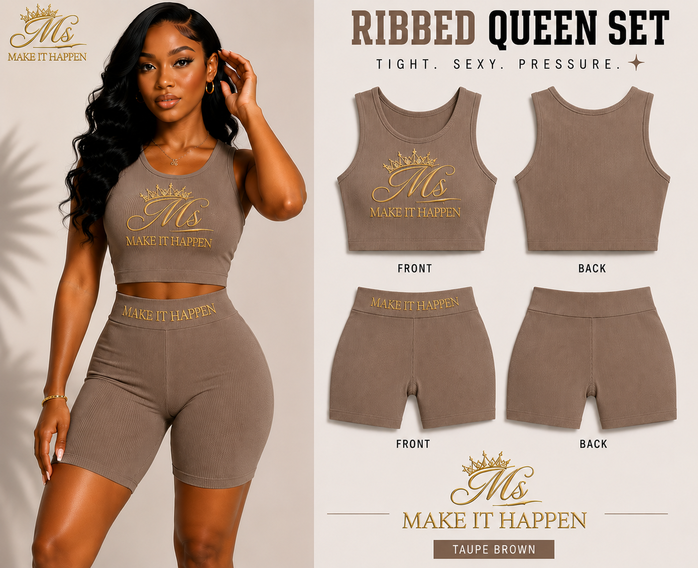 Ms. Make It Happen™ Ribbed Queen Set