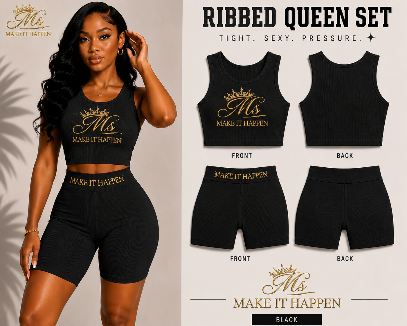 Ms. Make It Happen™ Ribbed Queen Set