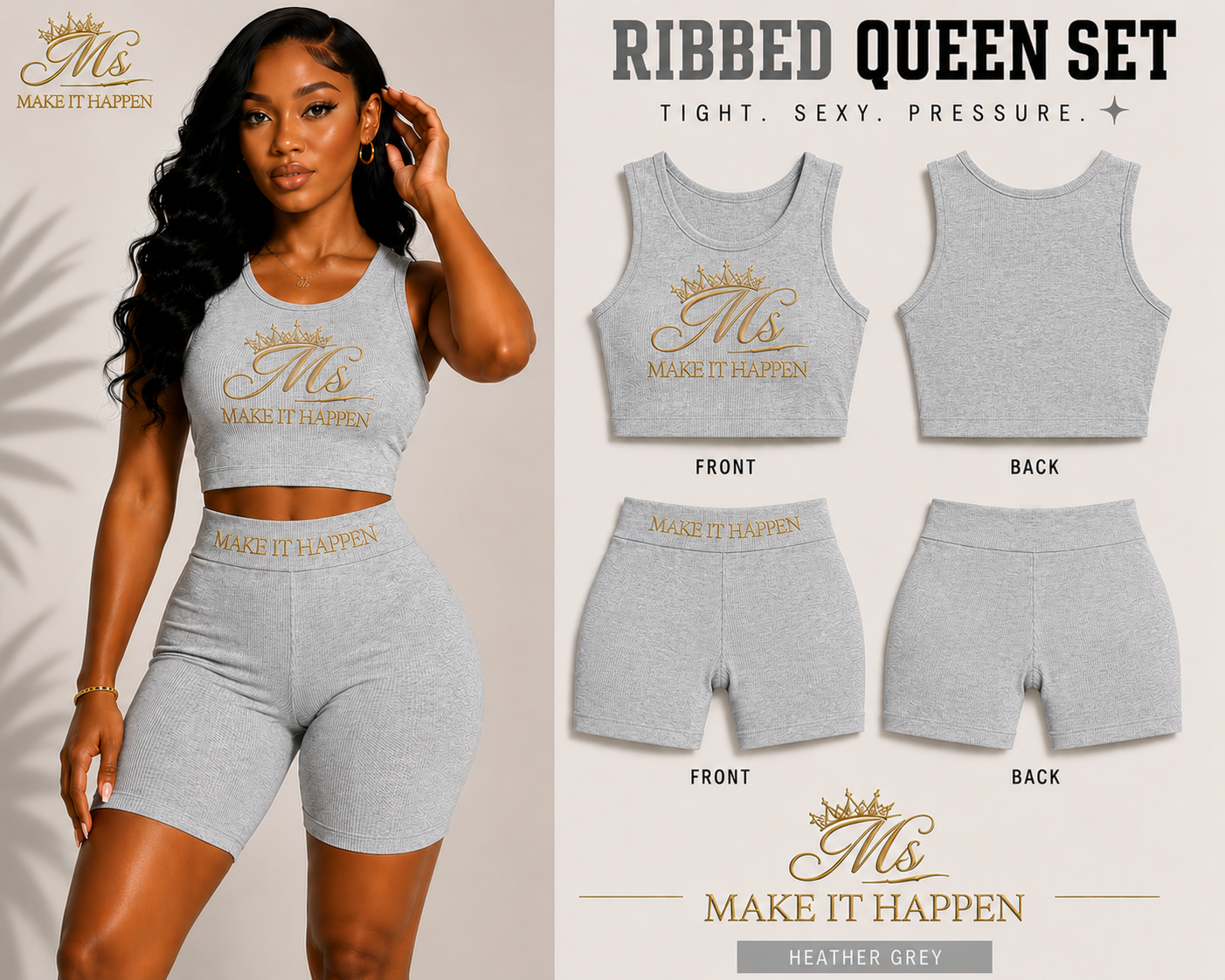 Ms. Make It Happen™ Ribbed Queen Set
