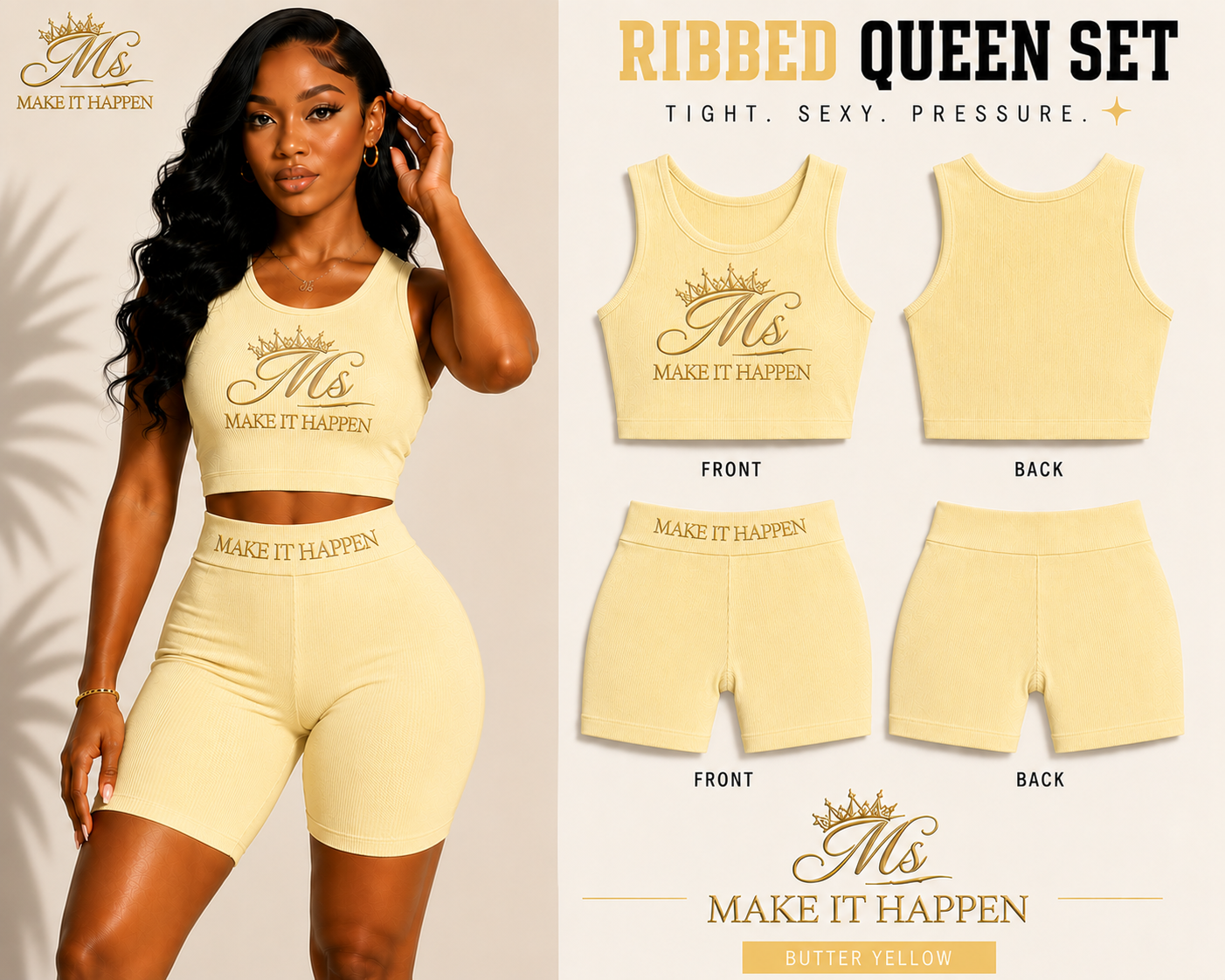 Ms. Make It Happen™ Ribbed Queen Set
