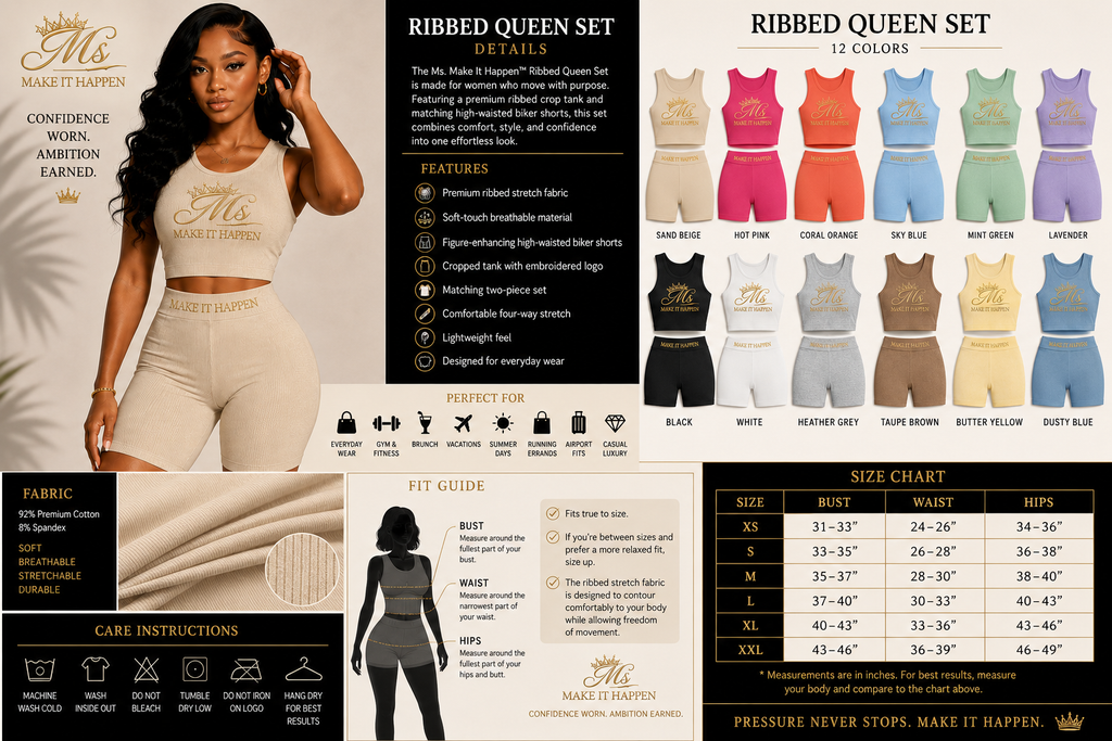 Ms. Make It Happen™ Ribbed Queen Set